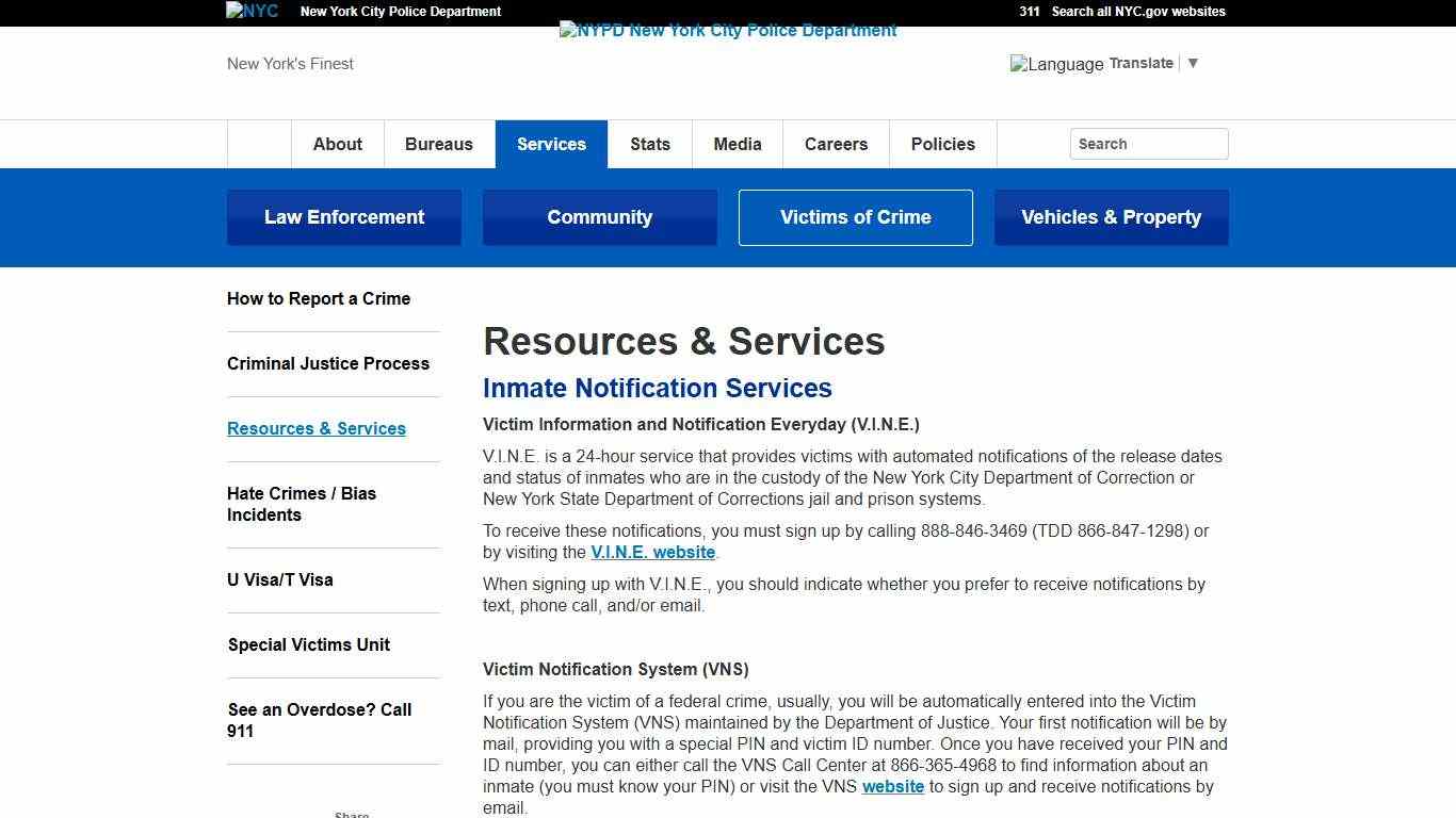 Resources & Services - NYPD